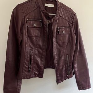 New York & Company Pleather Jacket Maroon